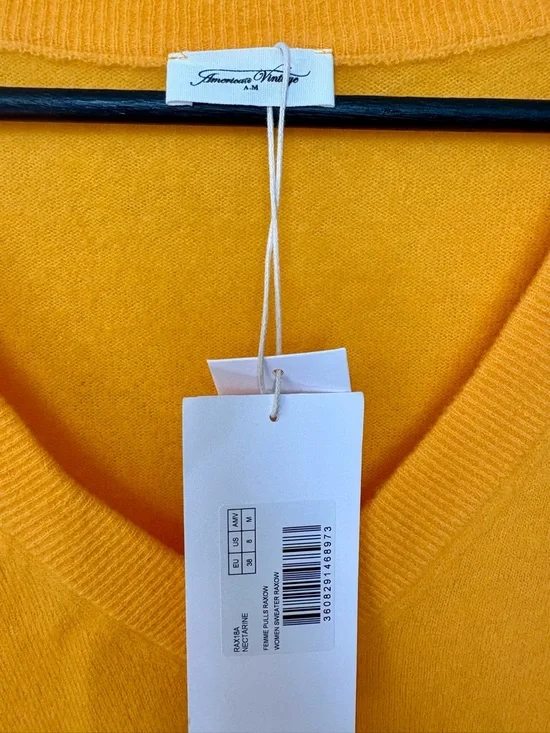 NWT American Vintage Nectarine Wool Lightweight Long Sleeve Sweater Size8 Sku#79 - Picture 4 of 6